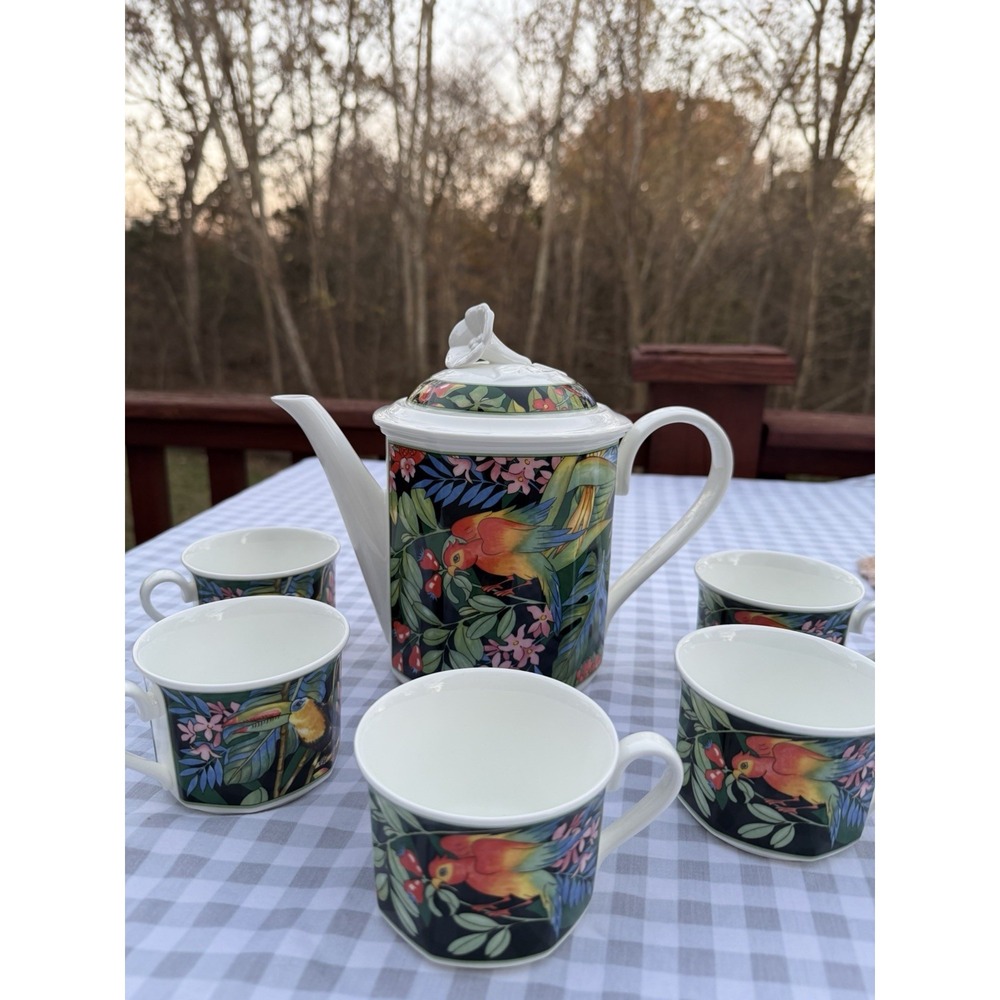 Rare Villeroy & Boch/Gallo Serengeti Teapot & Cups Jungle Germany Discontinued